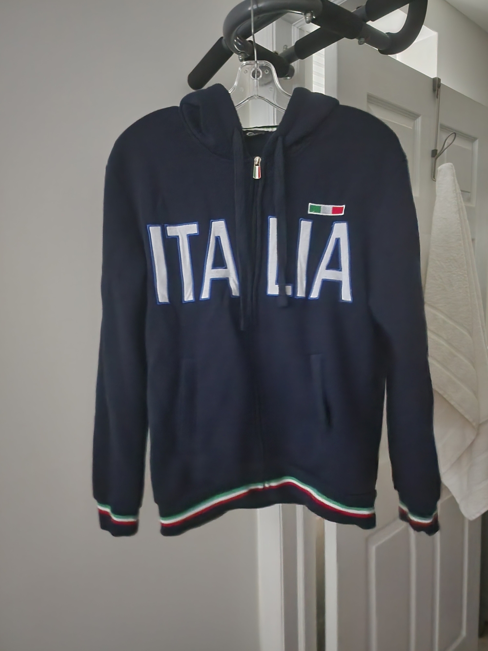 Infinity Raine Navy Italia Zip Hoodie with Tricolor Trim
